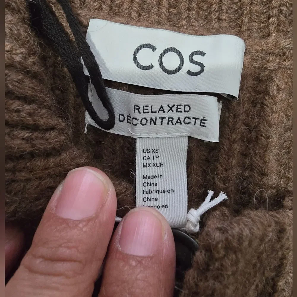 COS Alpaca Blend Ribbed Button Down Cardigan For Men Size XS